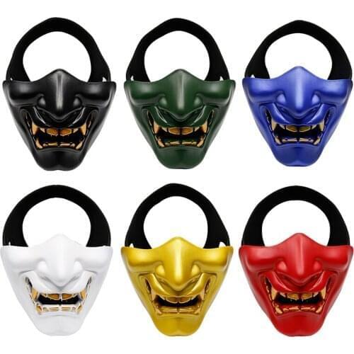Halloween Masks Terror Japan Samurai Devil Grimace Half Face Cosplay Costume Cosplay Samurai Halloween Party Festival Ideal Mask