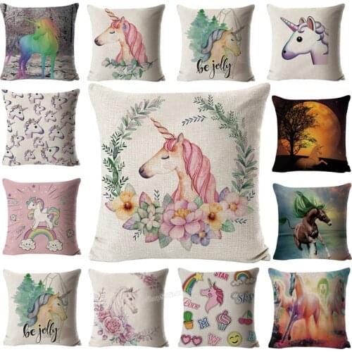 Cartoon Unicorn Cushion Covers Harsbro Car Sofa Pillow Cover Christmas Pillow Case Unicorn Pillowcase Home Decor Accesseries