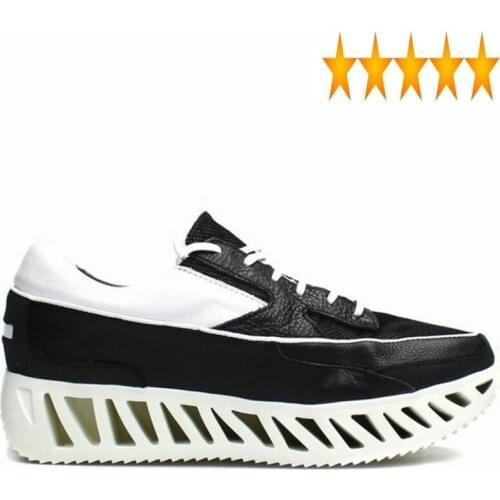 Summer Breathable Cowhide Mesh Men Casual Platform Shoes 2021 New Designer Real Leather Chunky Sneakers Blade Zapatos