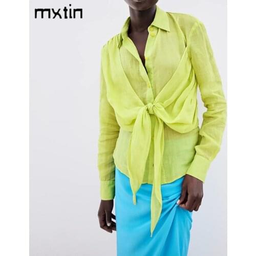 Блузки с галстуком Mxtin China At AliExpress