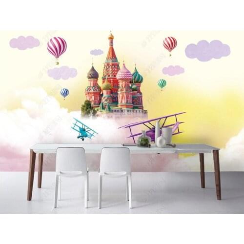 Custom mural 3d photo wallpaper Childrens room colorful castle balloon airplane home decor wallpaper for wall 3 d in rolls