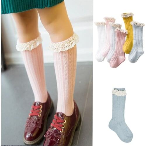 New Spring Autumn Kids Girls Socks Lace Flower Cotton Childrens Ruffle Sock Fashion Socken For Girls Baby Clothes 0-8Years