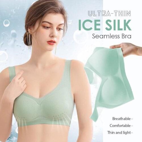 Newly Ultra-thin Ice Silk BraThin Silk Seamless Bra Wireless Underwear with Removable Pad for Women Breathable