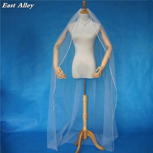 One-tier Bridal Veil Crystal Edge Handmade Wedding Veil in White ,Ivory 2018 New