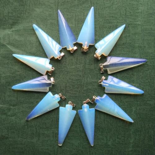 Wholesale 12pcs/lot fashion good quality opal stone arrow shape charms pendants fit necklace jewelry marking free shipping