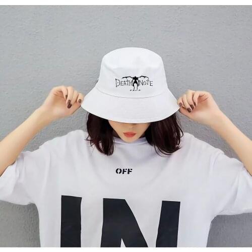 Anime Death Note Reaper Hunter Sea Wine Fisherman Hat Women Death Note L Lawliet Hat Men Sunscreen Unisex Harajuku Bucket Hats