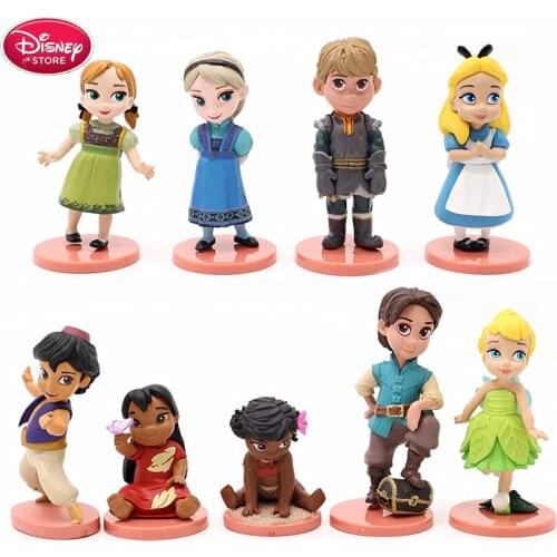 Disney Princess Frozen Moana Vaiana Tinker Bell Alice Elsa Anna Childrens Toy PVC Model Doll Cute Decoration Christmas Gift