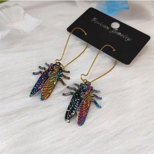 Psychedelic Multicolor Cicada Insect Animal Earrings Cute Earrings Magic Jewelry for Women gift Punk gothic 2020 new fashion