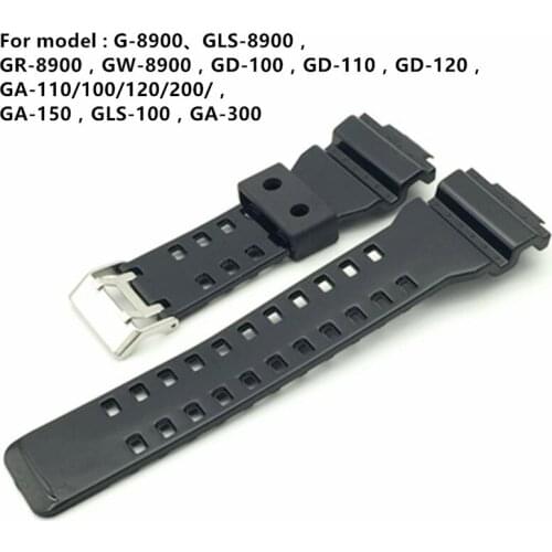 Silicone Rubber Watch Band Strap Fit For Casio G Shock GA110 GA100 400 Replacement Black Waterproof Watchbands16mm Accessories