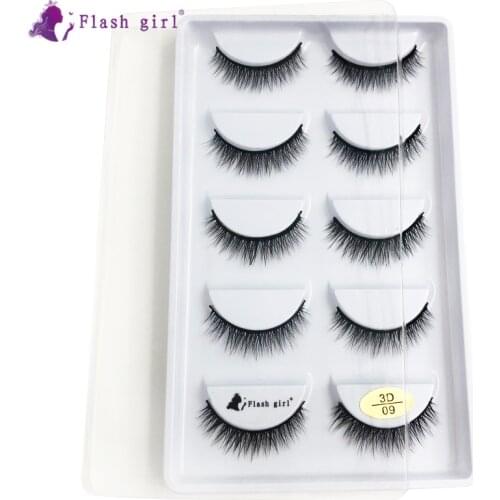 Most Popular Flash Girl 5 Pairs 3D Mink Eyelashes Natural Handmade Fake Eyelash Makeup Cruelty Free Thick Eye Lashes 3D-09