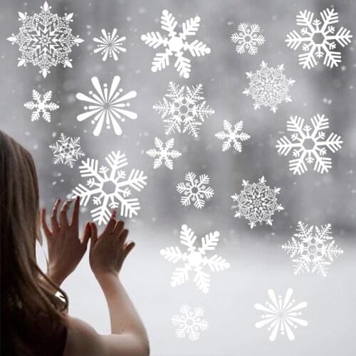 Merry Christmas Wall Stickers Snowflake Window Stickers Christmas Decorations for Home 2022 New Year Navidad Room Wall Decals