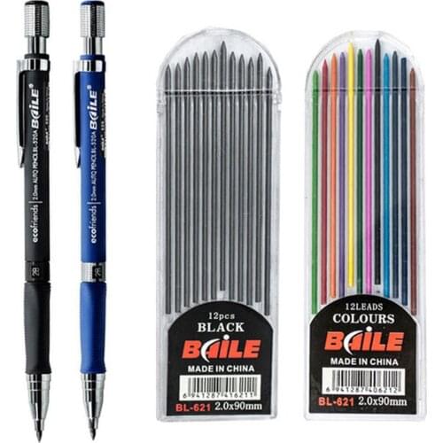 Student Mechanical Pencil Set 2.0 Art Painting Automatic Pencil for Kid Writing Drawing Design Painting Black Refills Stationery