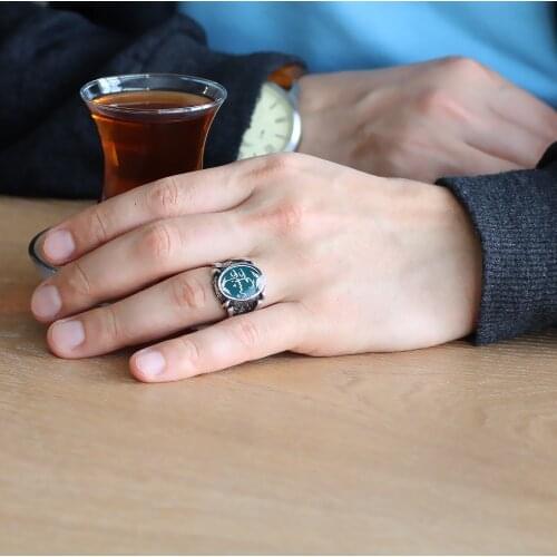 Tesbihane Personalized Name/Picture Pattern Claw Design Enamel 925 Sterling Silver Men 'S Ring