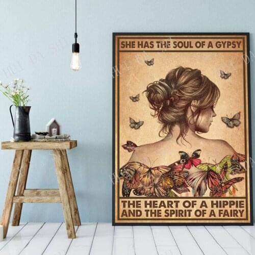 She Has The Soul Of A Gypsy The Heart Of A Hippie And The Spirit Of A Fairy Poster, Girl Into The Forest Art Print