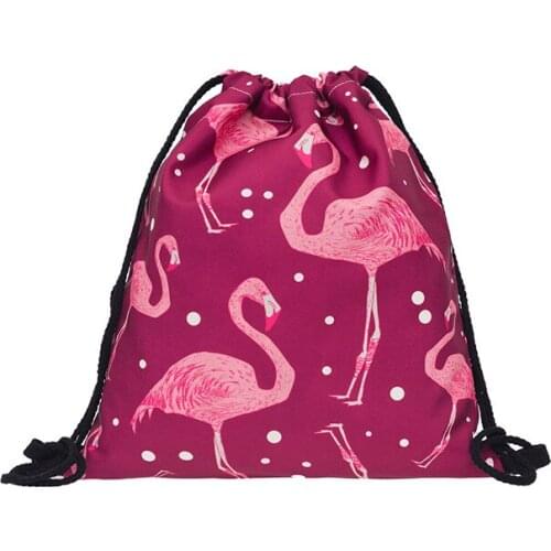 Rope bag unisex women Backpack 3D Printing Flamingo Bundle Pocket Shopping Receive Drawstring Bags Europe America fashion new