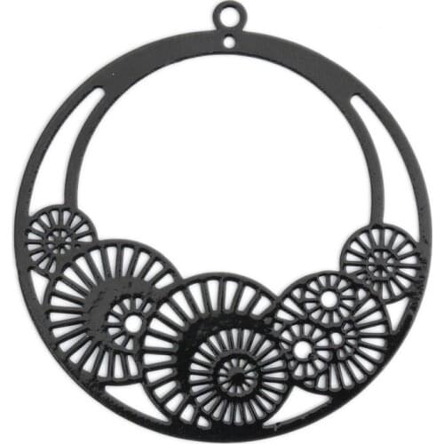 DoreenBeads Vintage Copper Filigree Stamping Pendants Colorful Hollow Round Gear Bohemian DIY Making Jewelry 42mm x 39mm, 10 PCs