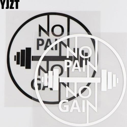 YJZT 14.5X14.7CM NO PAIN NO GAIN Vinyl Decal Car Sticker Fitness Inspirational Sentences Black/Silver 4C-0071