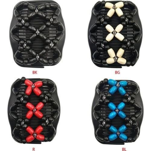 Women Magic Double Hair Comb Clip Stretchy Hairpin Bead DIY Ponytail Twist Maker 2XPC