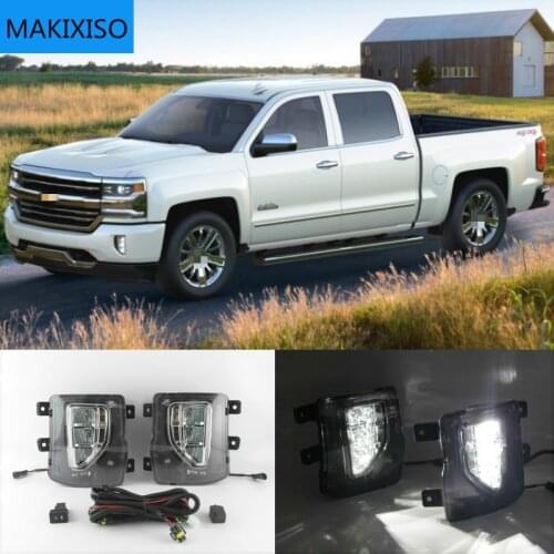 2Pcs Car Front Fog Lights Bumper Daytime Running Driving Lamps for chevrolet Silverado 1500 2016 2017 2018