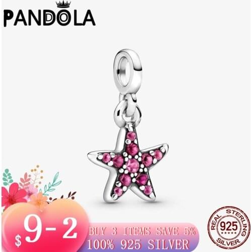 2021 new 925 Sterling Silver My Pink Starfish Dangle Charms Beads Fit Original Pandora Me Bracelets DIY Jewelry Making Gift