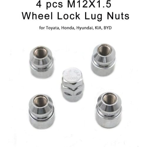 4+1 Set For Toyota Honda Acura US M12x1.5 Car Anti Theft Steel Wheel Lock Lug Nuts Tyre Chrome Locking Nuts