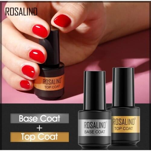 ROSALIND Base Top Gel Nail Polish Semi Permanent Gel Set Nail Art Design Basic Gel Soak Off Lacquer For Manicure 2PCS 7ml Gel