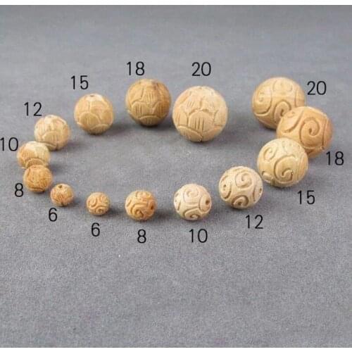 10pcs 6mm/8mm/10mm/12mm/15mm/18mm/20mm Natural Aromatics Sandalwood Beads Loose Mala Space Beads Jewelry Findings DIY Accessorie