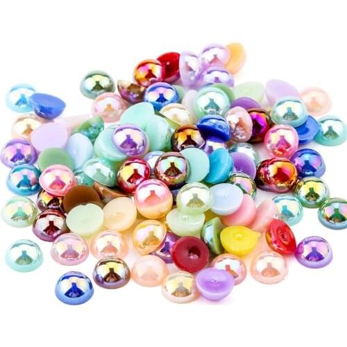 Colors AB ABS Imitation Pearls Half Round Flatback Pearls Resin Beads Craft Decorate Diy Clothing accessories 3mm 8mm 10mm