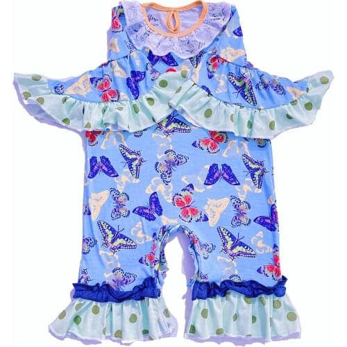 Baby jumpsuit crawling suit Baby girl elephant print Butterfly print mandarin sleeve