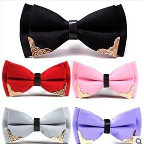 Mens bow tie with sequined bow tie flowers, adult solid color dress formal accessories HK