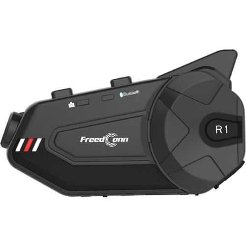 FreedConn R1 Plus Motorcycle Video Recorder Headset 6 Riders 1000M Bluetooth Group Intercom Helmet Headphone