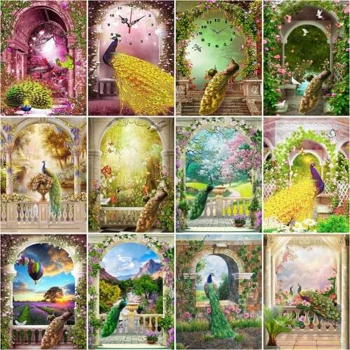 HUACAN 5D DIY Diamond Embroidery Peacock Full Square Round Diamond Painting Animal Picture Of Rhinestone Decor For Home