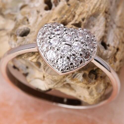 Lovely White Stone 2*2mm Semi-precious Stone Silver Cool For Women Ring Q1584