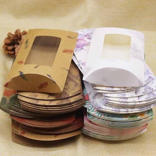 10pcs Handmade window box Large Pillow Box With window for gifts christmas party suppiles 17.5*10*3.7cm