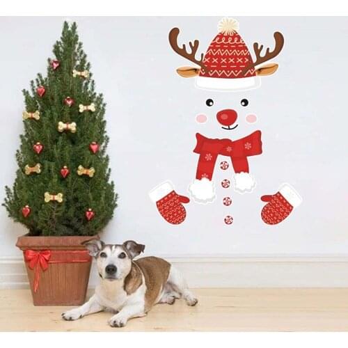 Cartoon Cute Christmas Stickers Christmas Window Clings Wall Sticker Decals Reindeer Decals For Home Office Party Decorations