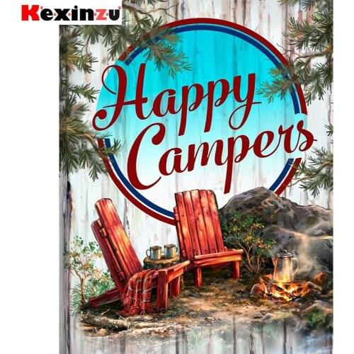 5D Diamond Painting Kits,Full Square,Round,Drill,Happy Camping,Wall Decor,Life At Beach,3D Embroidery,Mosaic,Decoration,Gift