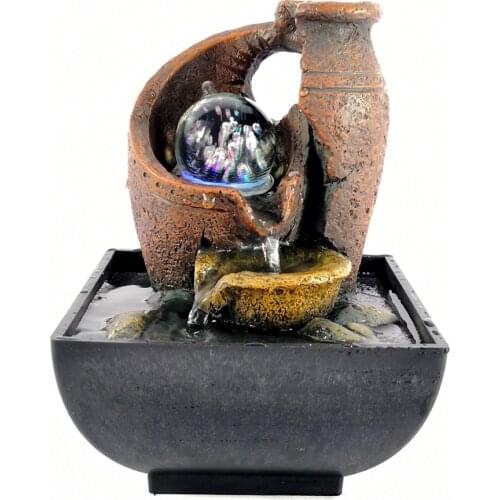 Tabletop Water Fountain Flowing Water LED Lighted Waterfall Soothing Fountains Relaxation Zen Meditation Office Home Decor