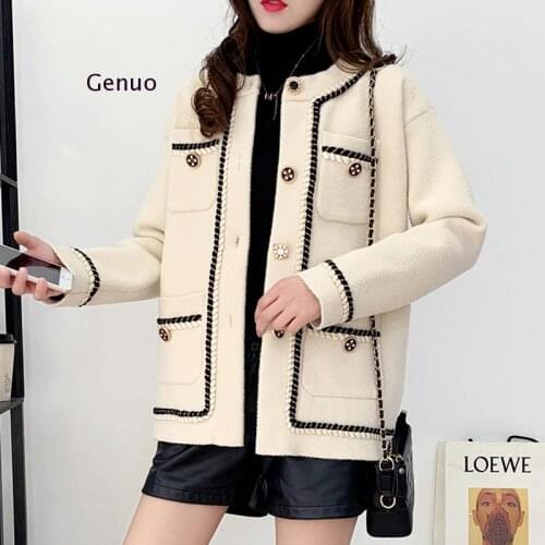 Autumn Women Thin Coat Long Sleeve Breasted Single Korean Soft Fashion Button Wool Jacket White Black Casual Ladies Clothes