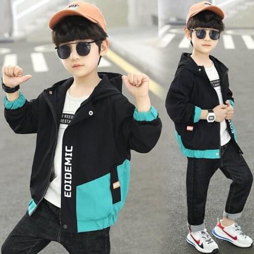 With Pocket Spring Autumn Boy Coat Overcoat Top Kids Costume Teenage Gift Children Clothes High Quality Plus Size
