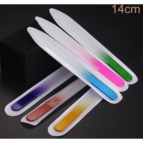 2Pcs/set 14cm Durable Crystal Glass Nail File Practical Pro File Manicure Device Tool Nail Files Polish Tools