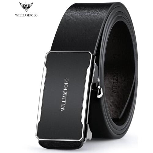 WILLIAMPOLO Fashion Brand Automatic Buckle cow Genuine 2019 new Design Leather Belt Mens Belt High Quality luxury men belt Gift