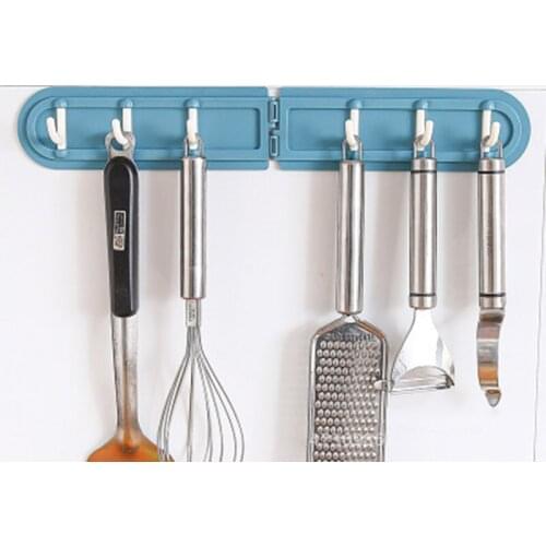 Self Adhesive Corner Hooks Wall Mount Punch Free Hangers with 6 Hooks for Home Bathroom Kitchen H88F