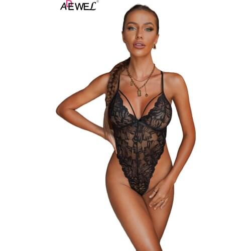 Sexy Lingerie Black Lace Criss Cross Backless Bodysuit Lenceria Langerie Disfraces Body Femme Exotic Apparel Bielizna Erotyczna
