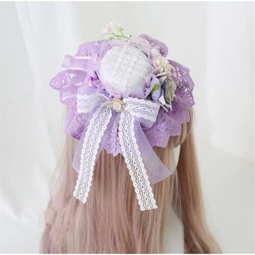 Spring Summer Girl Lolita Lace Flower Rose Hat Gorgeous Elegant Tea Party Cap B1748