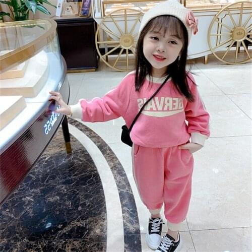 Girls Suits Sweatshirts +Pants Sets Kids 2021 Simple Spring Autumn Teenagers Tracksuits Formal Outfits Sport Children Clothing S