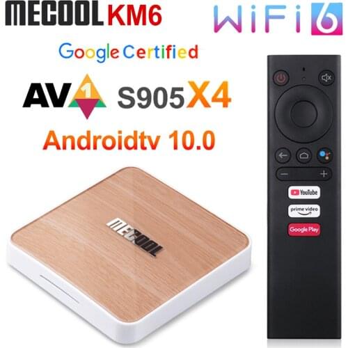 Mecool KM6 Deluxe TV Box ATV Android 10 Amlogic S905X4 AndroidTV 10.0 Google Certified Dual WiFi 6 1000M 4GB 64GB Media Player