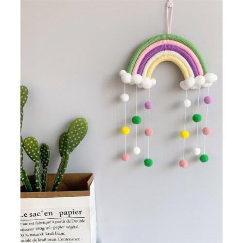 Kids Room Decoration Pendant Colorful Arch Bridge Wall Hanging Ornaments Hand-woven Clouds Adornment Home Bedroom Accessories