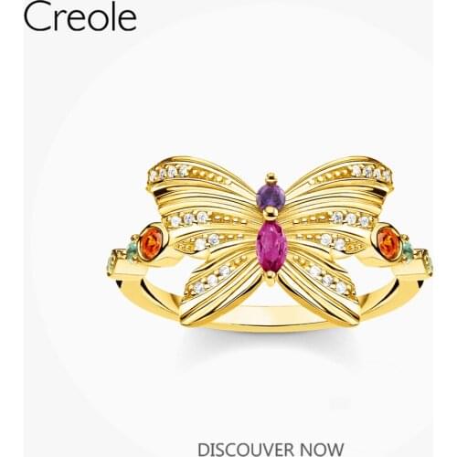 Butterfly Ring Gold with Color High Quality Stones 2021 New Fine Women Jewerly Elegant Romantic 925 Sterling Silver Bijoux Gift