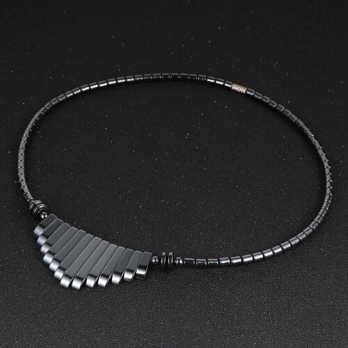 Fashion Tassel Hematite Pendant Necklace For Women 18" Natural Stone Beaded Choker Necklaces 2020 Female Party Jewelry Gift