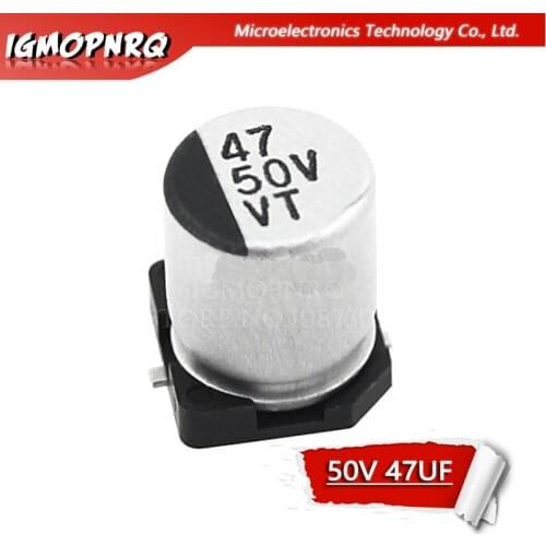 10PCS Electrolytic capacitor 50V47UF 6.3*7.7mm SMD aluminum electrolytic capacitor 47uf 50v